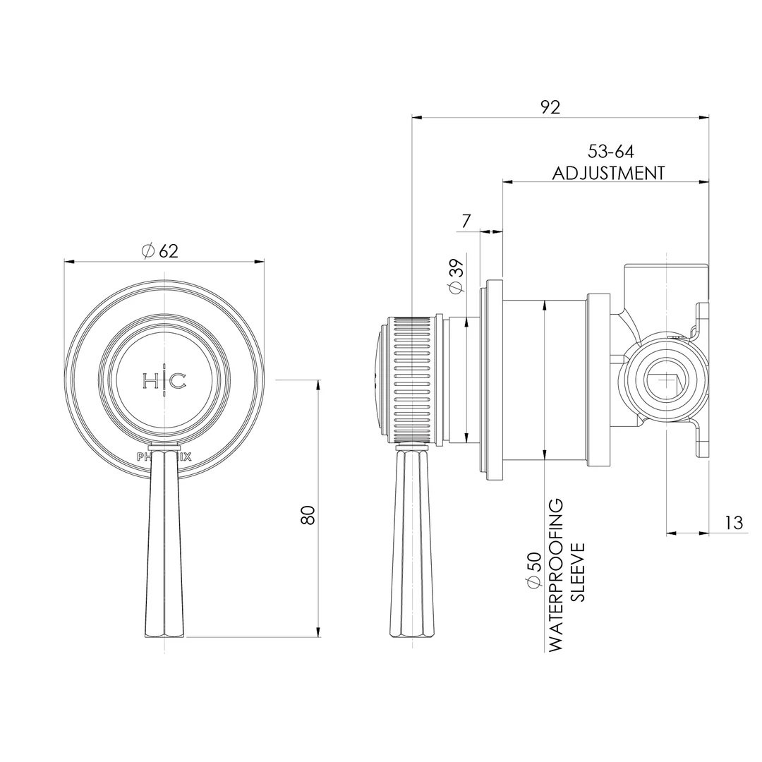 Phoenix Wiltern Switchmix Shower / Wall Mixer Fit-Off Kit Chrome - Image 2