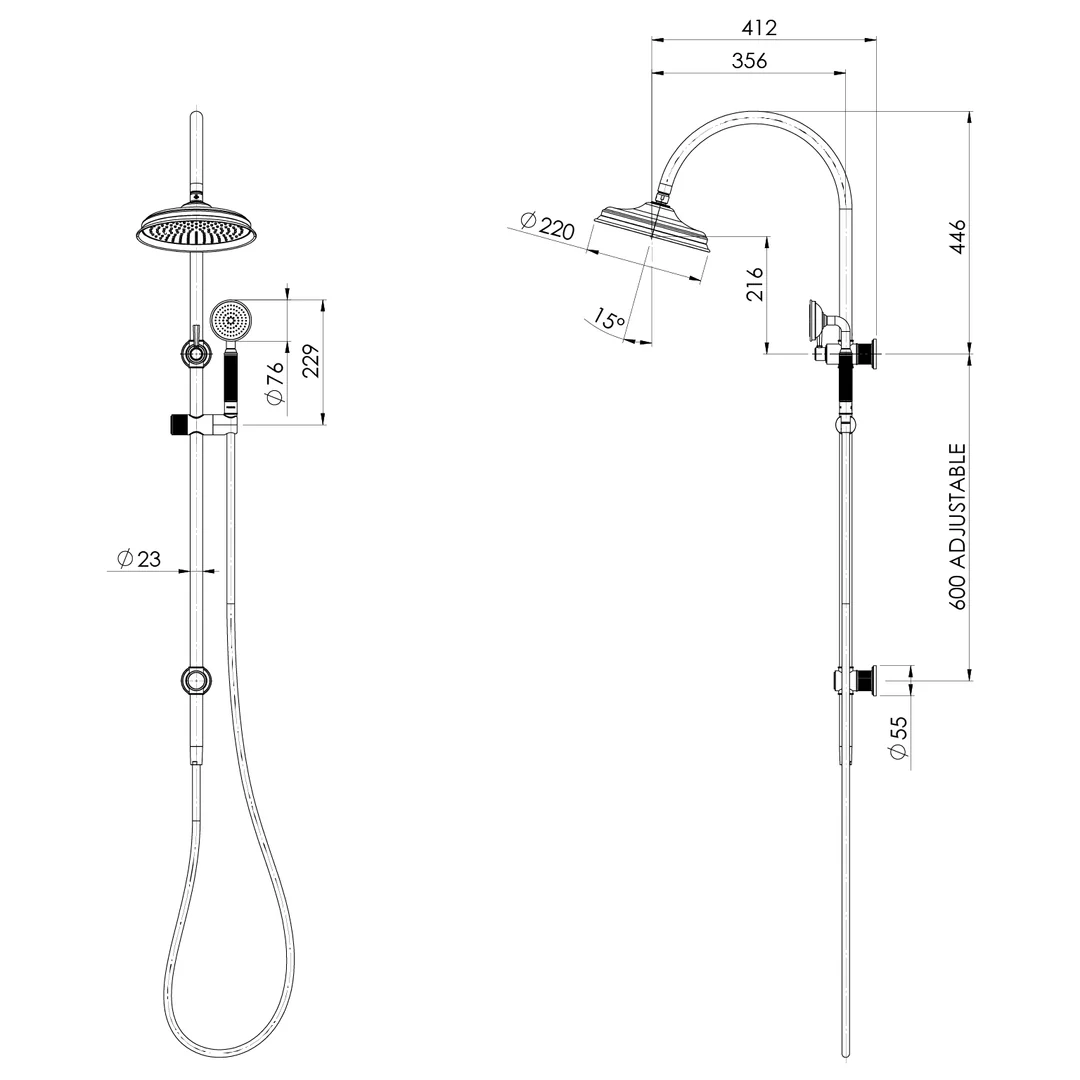 Phoenix Wiltern Twin Shower Chrome - Image 2