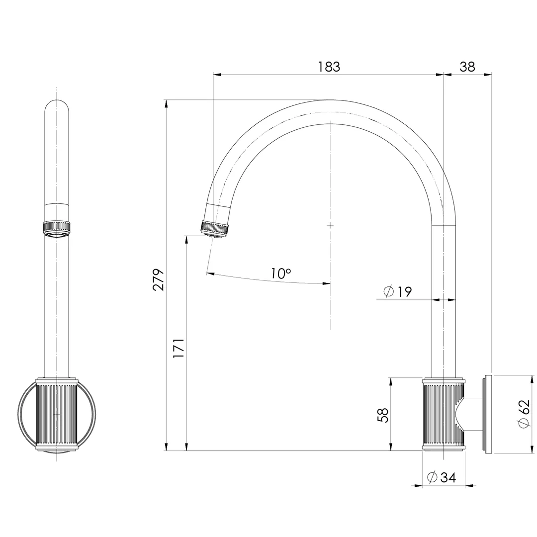 Phoenix Wiltern Wall Sink Outlet 180Mm Chrome - Image 2