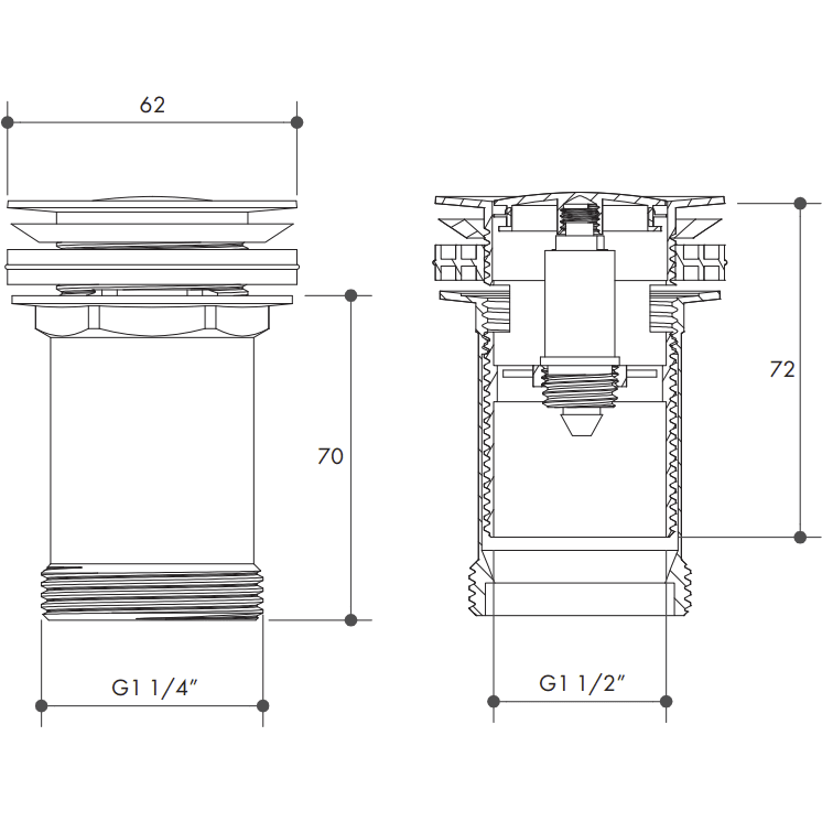 Pop Up Waste Universal For 32mm & 40mm Chrome - Image 3