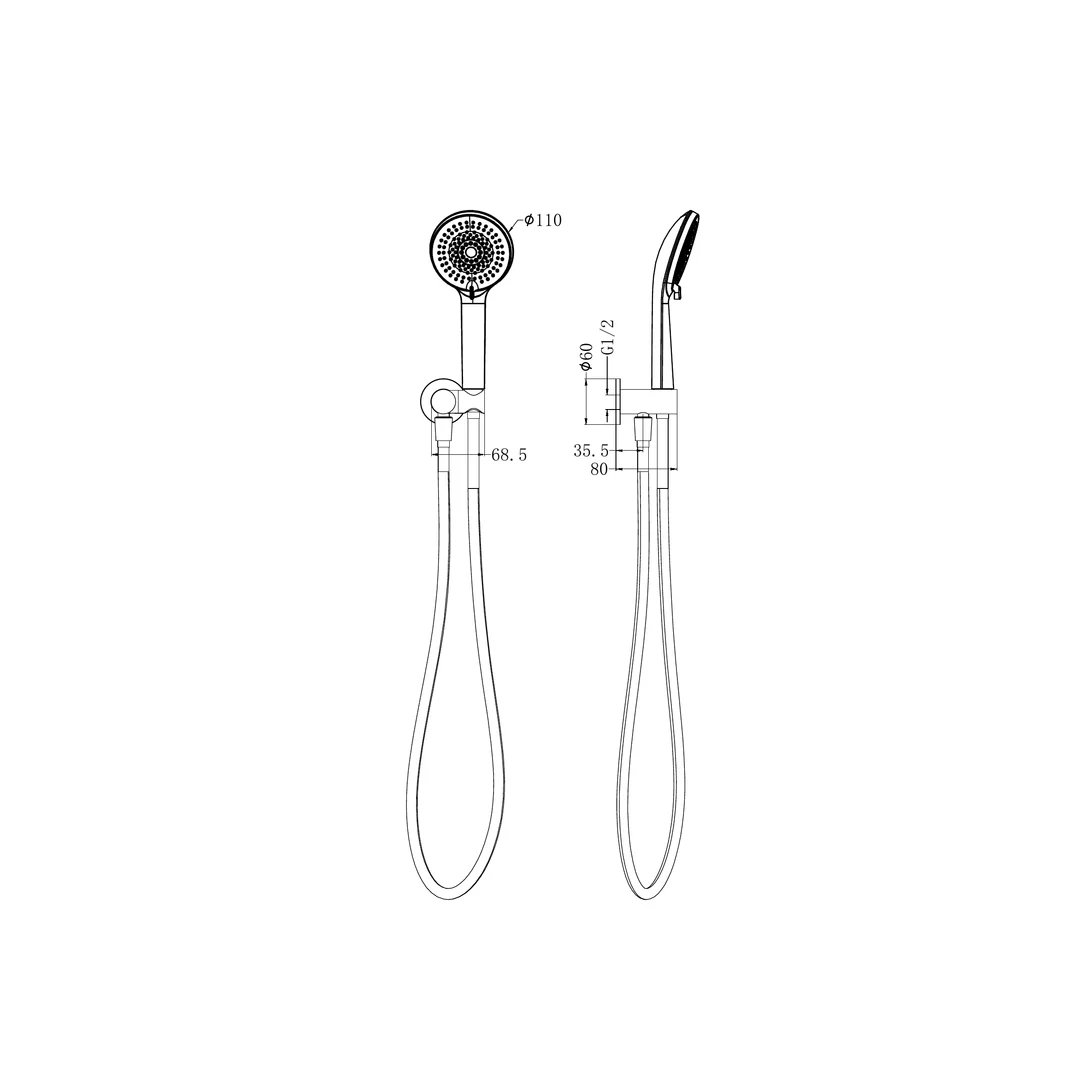 Project Round Nero Shower On Bracket 4 Star Rating - Brushed Gold - Image 2