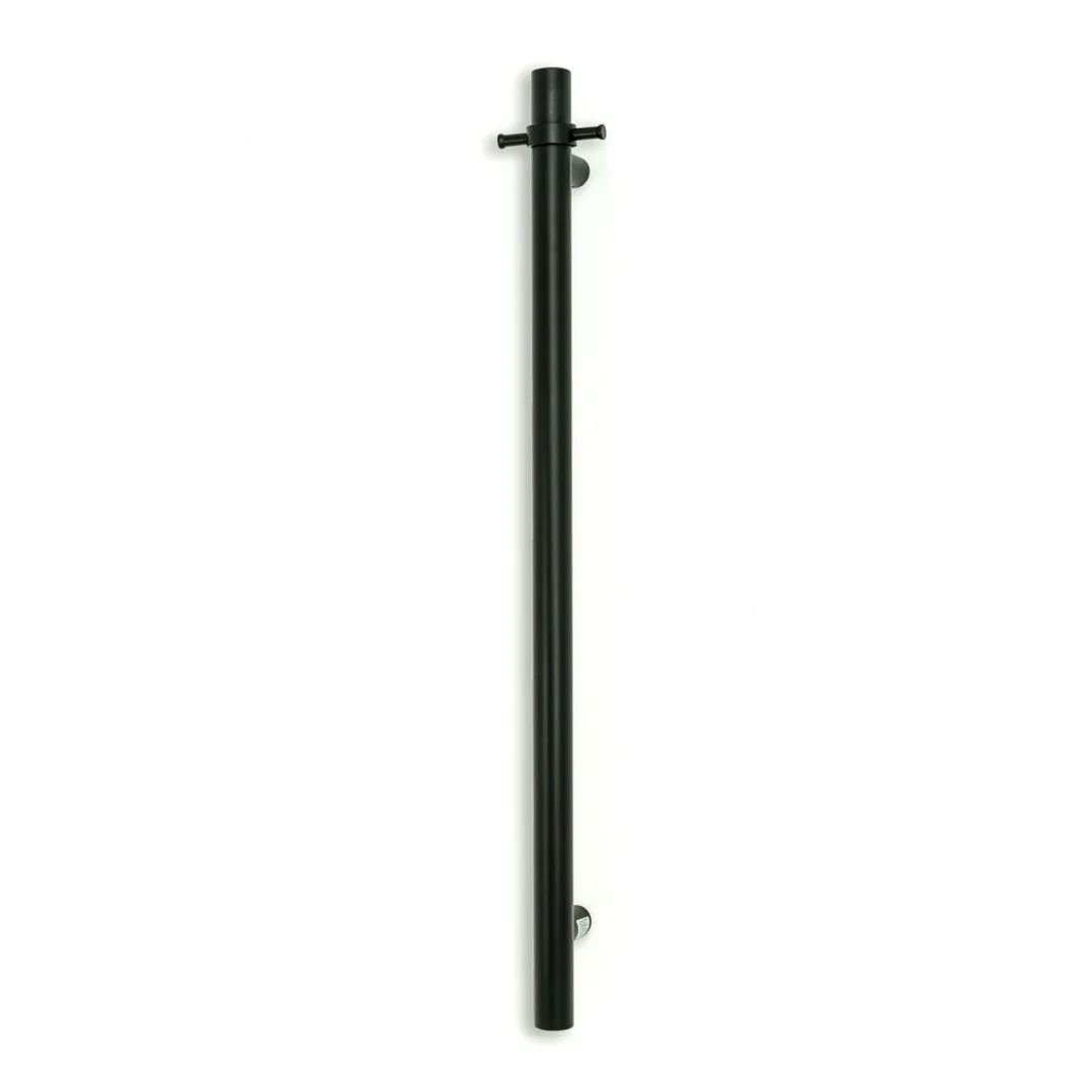 Radiant Matt Black Vertical 950Mm Round Non Heated Single Bar Towel Rail - Image 2
