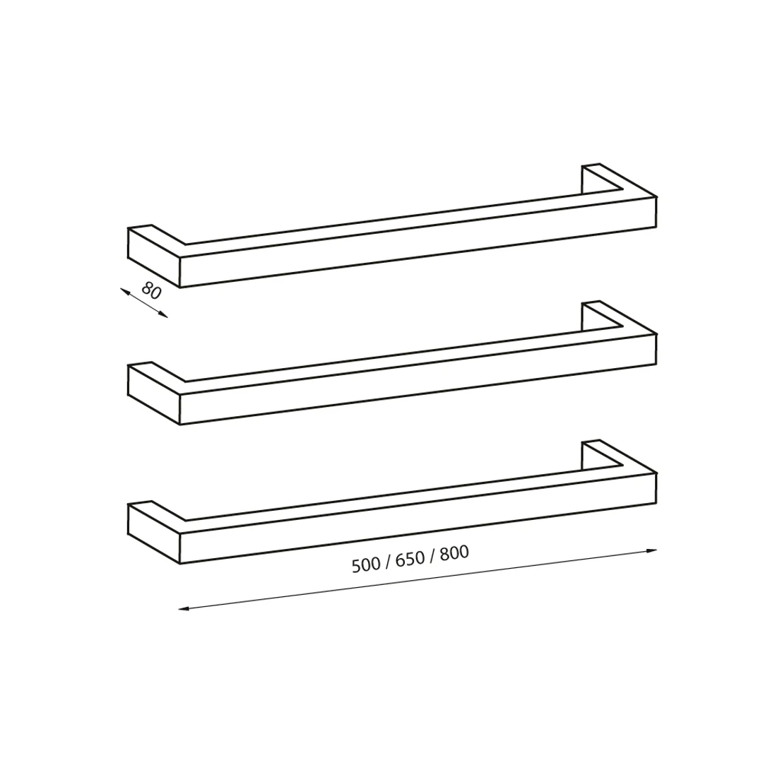 Radiant Mirror Polished 800Mm Non Heated Square Single Bar Towel Rail - Image 2