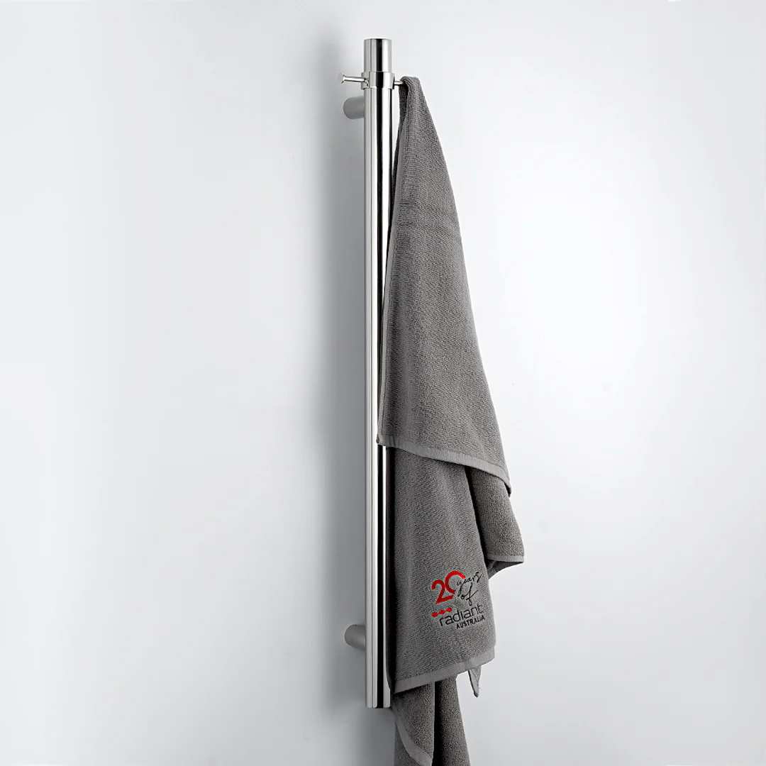 Radiant Polished Vertical 950Mm Round Non Heated Single Bar Towel Rail - Image 3