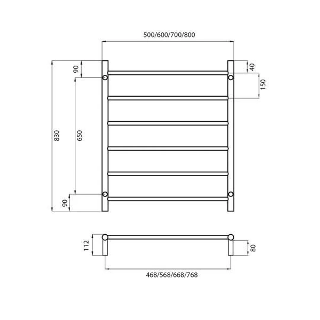Radiant Round 6 Bar Non Heated Rail Polished Stainless Steel - Image 8