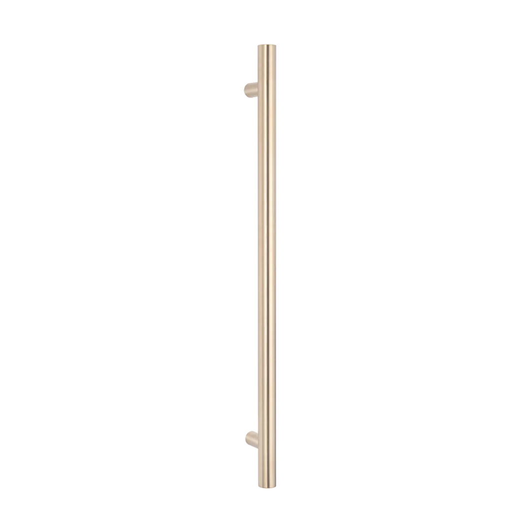 Radiant Warm Brushed Nickel Vertical 950Mm Round Non Heated Single Bar Towel Rail