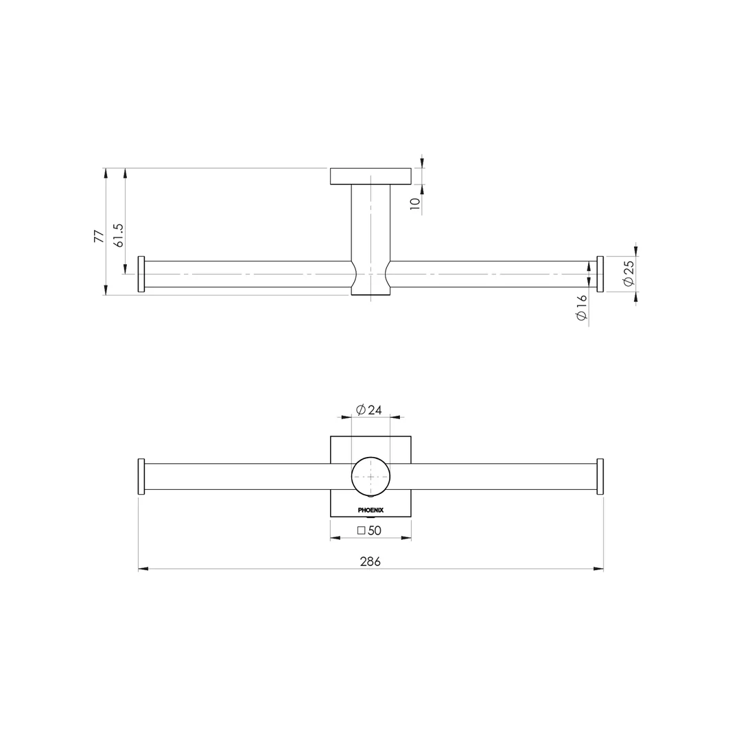 Radii Double Toilet Roll Holder Square Plate Chrome Rs891 Chr - Image 3
