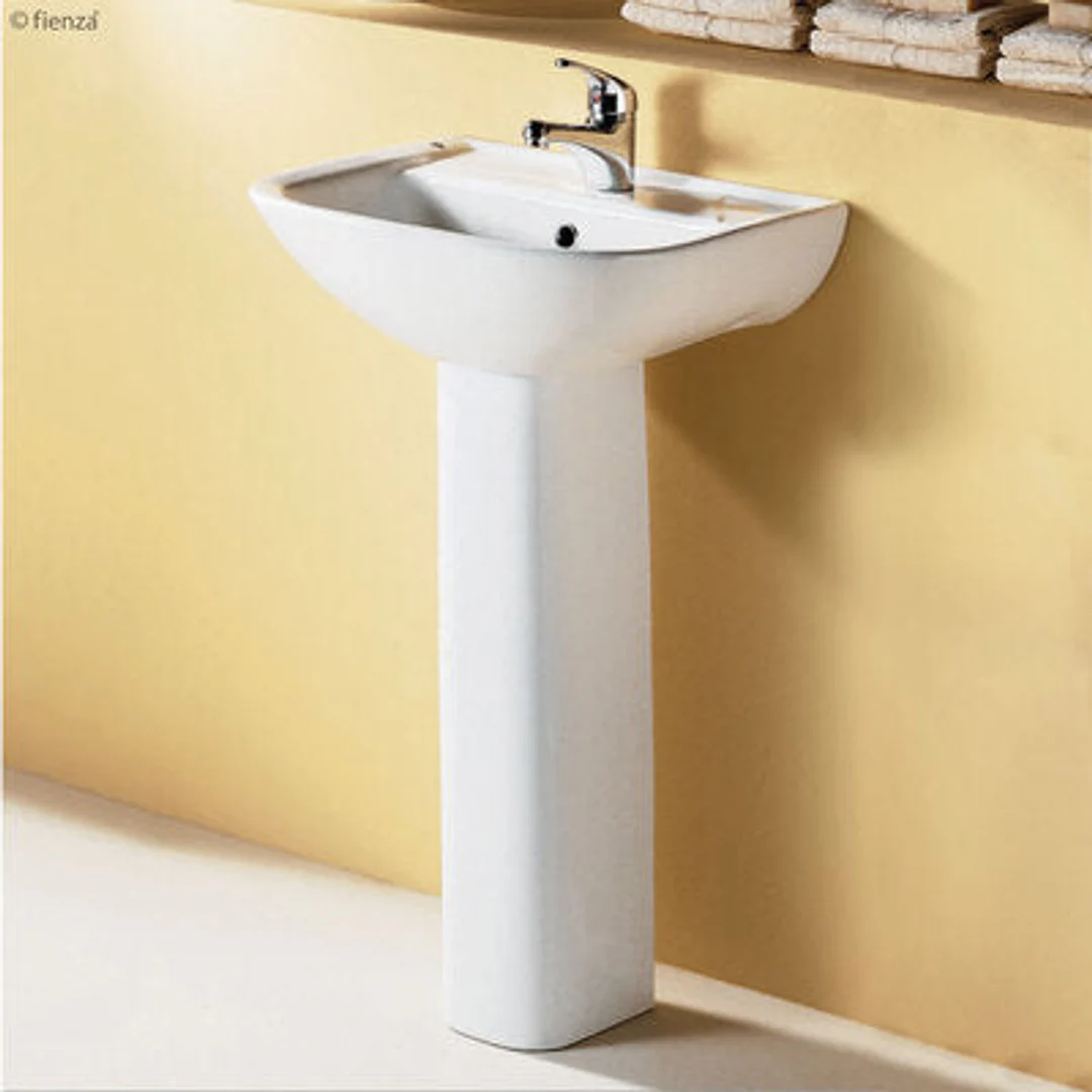 Rak Lara 500 Wall Basin With Pedestal 510X405mm 1 Tap Hole White