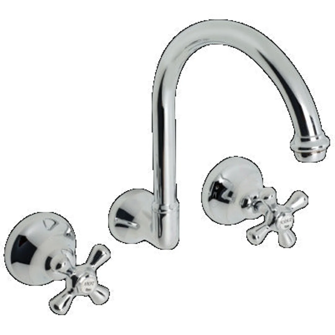 Ram Merino Wall Sink Set with Gooseneck Spout Chrome - Image 2
