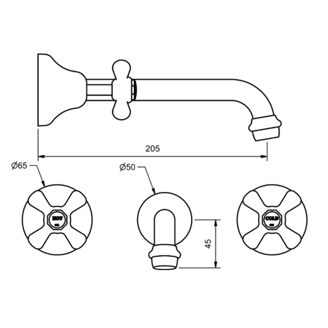 Ram Merino Wall Spa Set with 200mm Spa Spout White & Chrome - Image 3