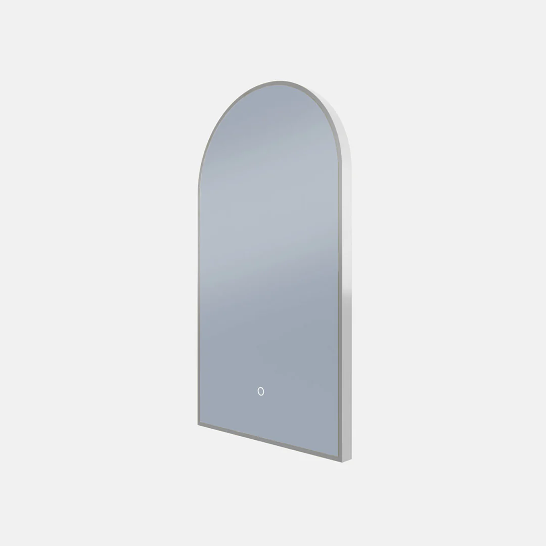 Remer A-Series Arch Backlit Mirror With Demister Brits Nickel Frame