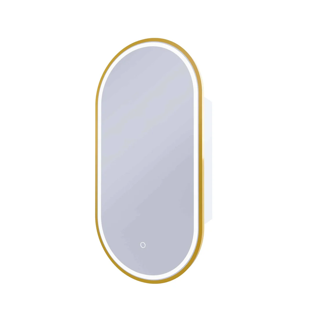 Remer Capsule Led Shaving Cabinet With Nordic Gold Frame