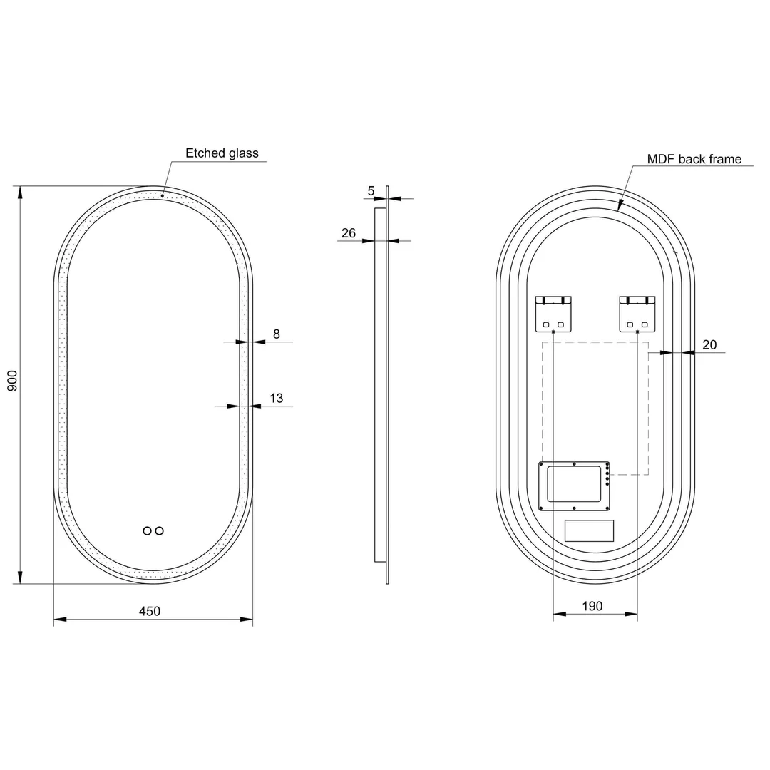 Remer Gatsby 450mm Led Mirror 450 X 900 X 31 - Image 4