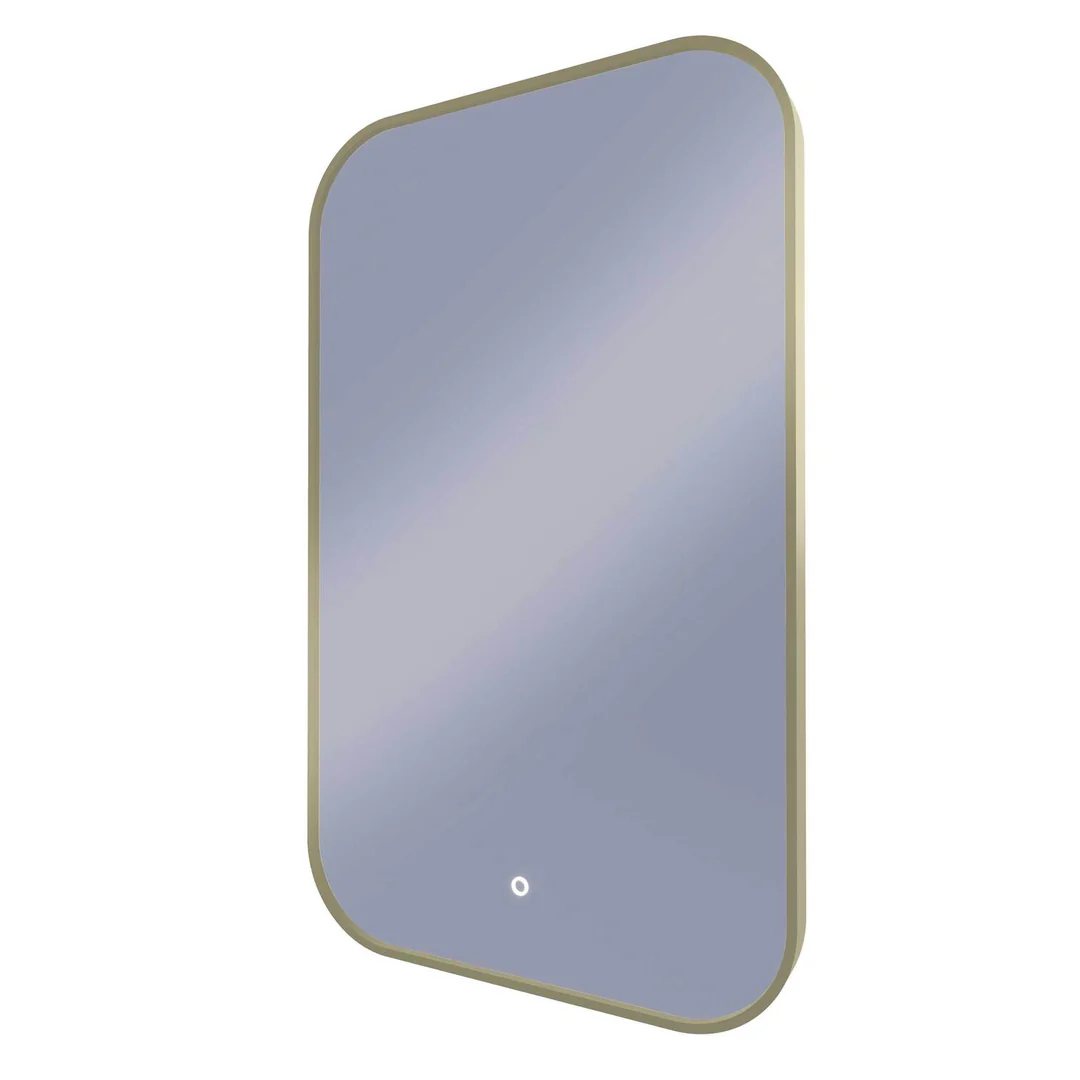 Remer I-Series 600 Soft Rectangle Led Mirror With Demister Baltic Brass Frame