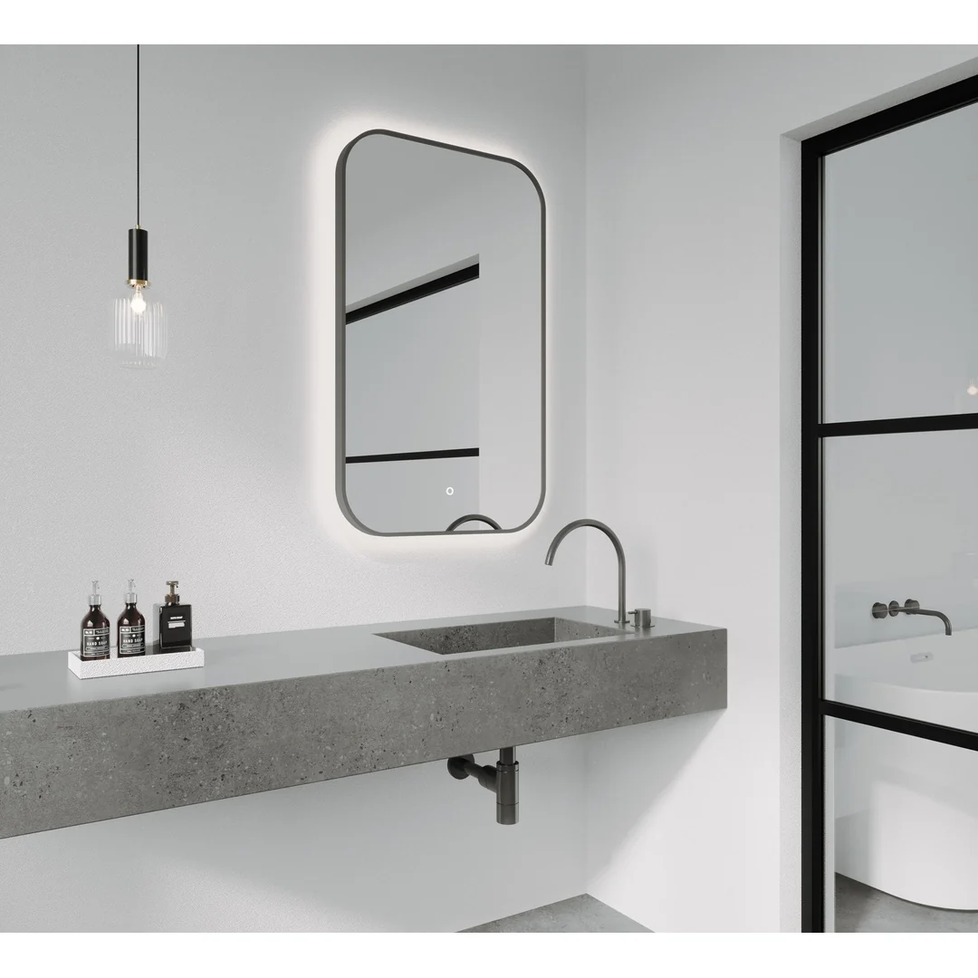 Remer I-Series 600 Soft Rectangle Led Mirror With Demister Georgian Metal Frame