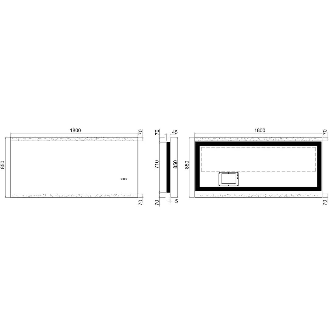 Remer Miro Premium Led Mirror With Bluetooth Speakers - 1800W X 850H X 50D - Image 4