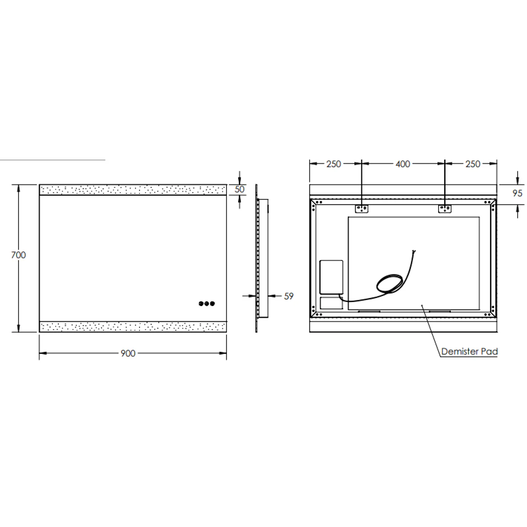 Remer Miro Premium Led Mirror With Bluetooth Speakers - 900W X 700H X 61D - Image 3