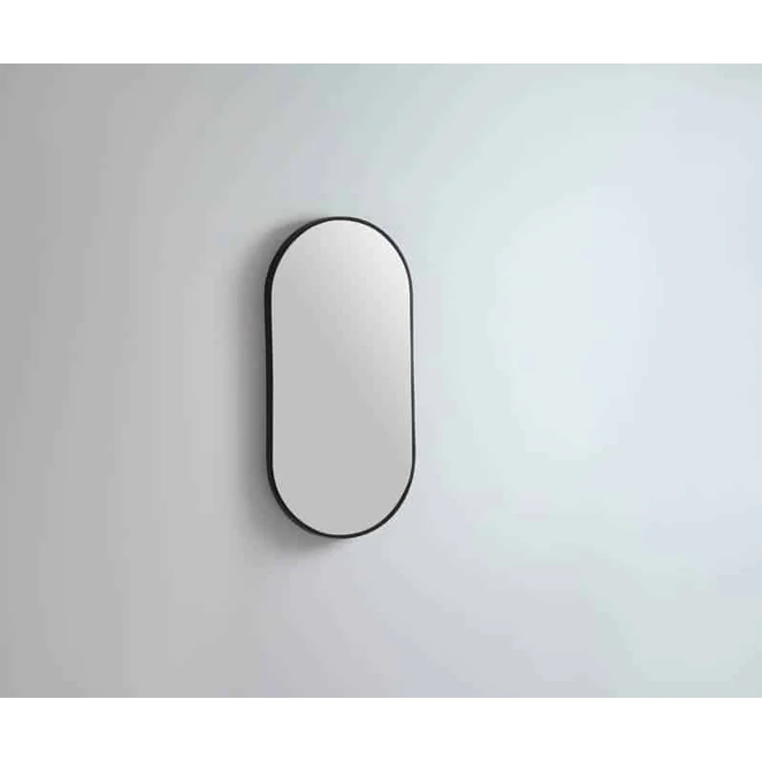 Remer Modern Oblong 460X910 Manhattan Black Framed Mirror With Mirage Magnifier