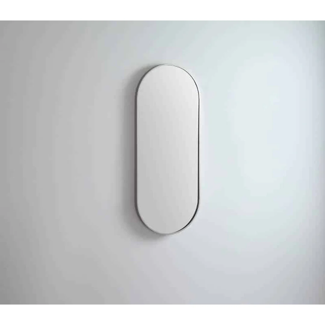Remer Modern Oblong Brits Nickel Framed Mirror With Mirage Magnifier