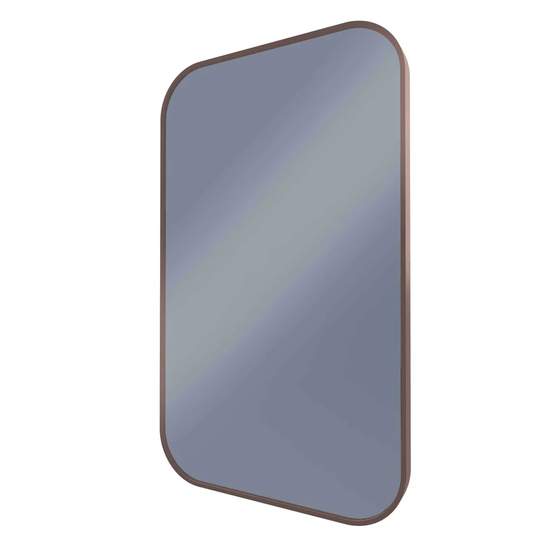 Remer Modern Soft Rectangle 600X1000 Cuban Bronze Framed Mirror With Mirage Magnifier