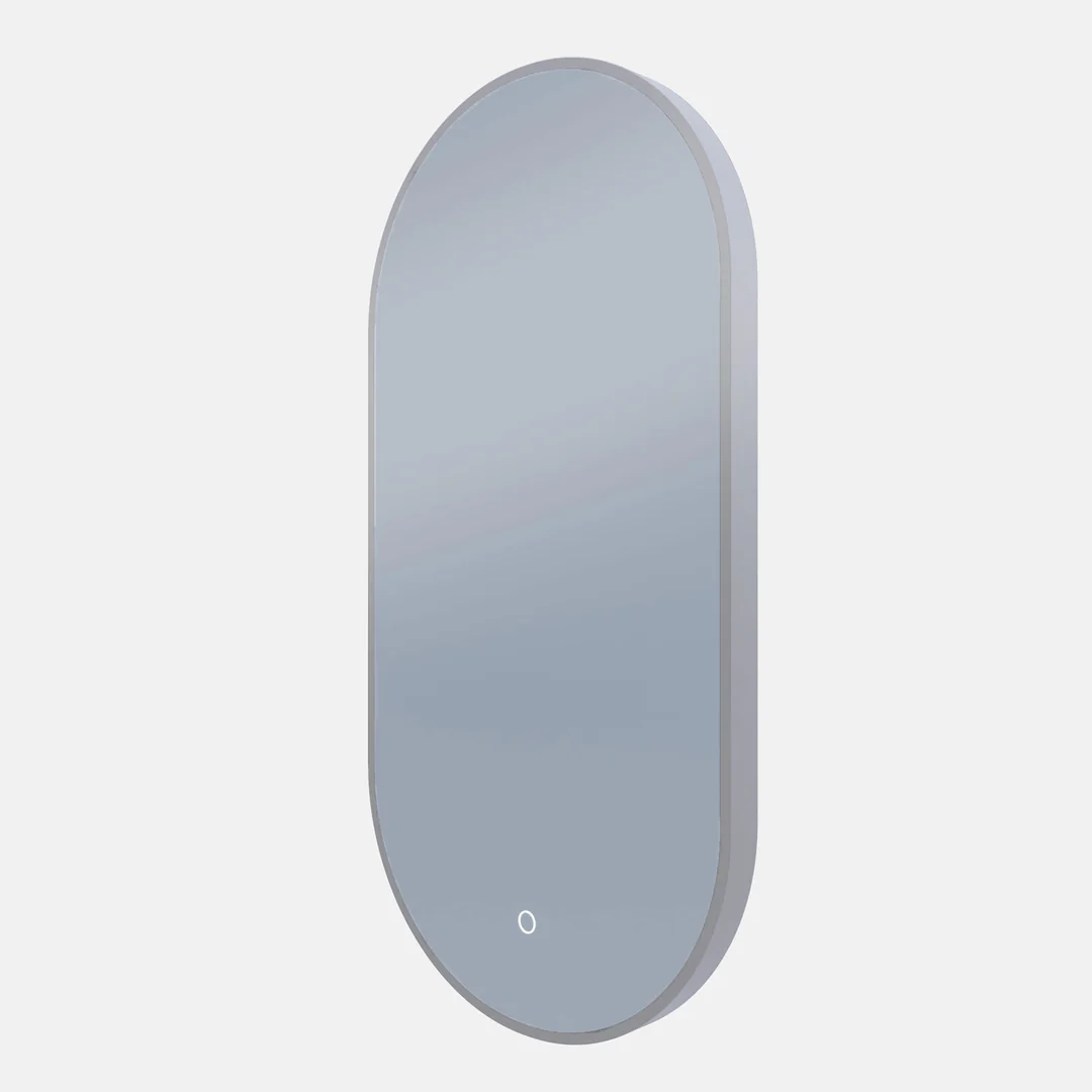 Remer O-Series Oblong Backlit Led Mirror With Demister Brits Nickel Frame