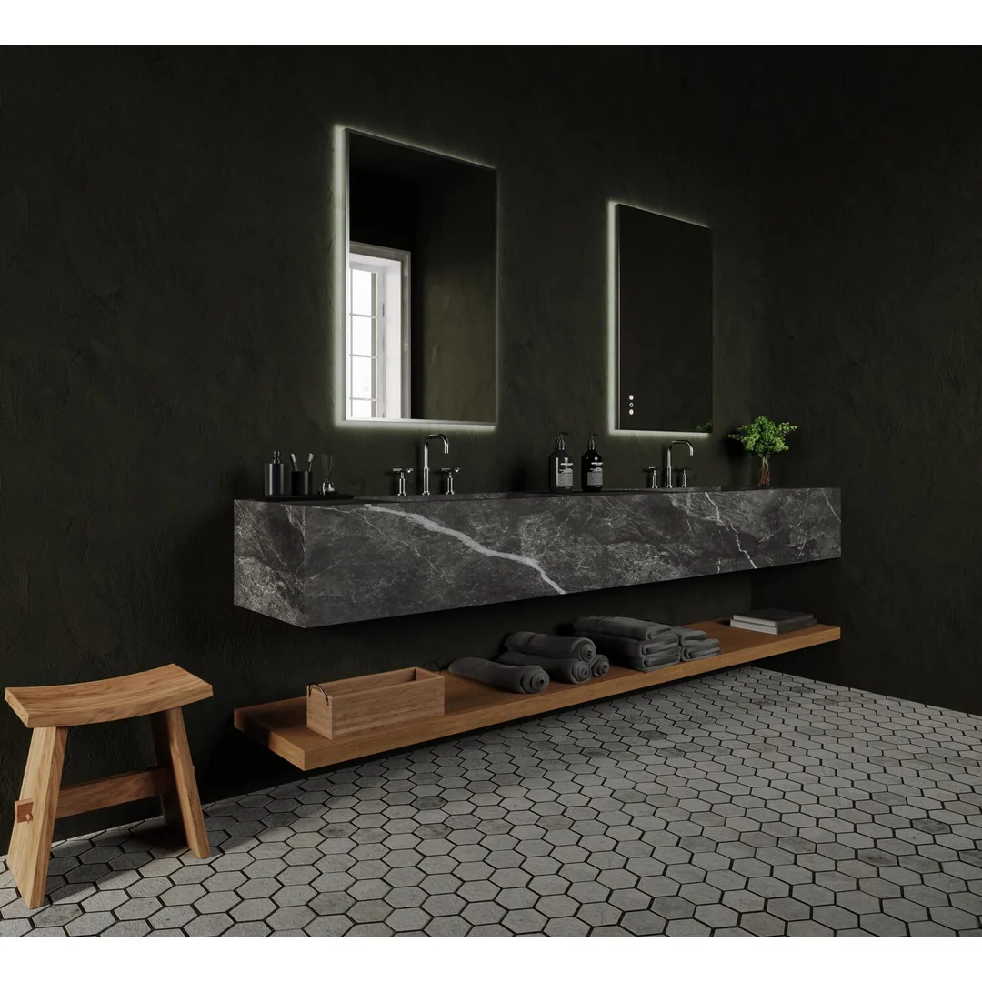 Remer R-Series Backlit Led Mirror With Demister Britz Nickel Frame 900X600