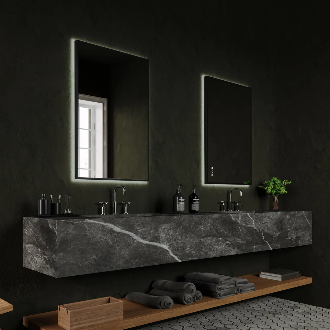 Remer R-Series Backlit Led Mirror With Manhattan Black Frame 1200X750