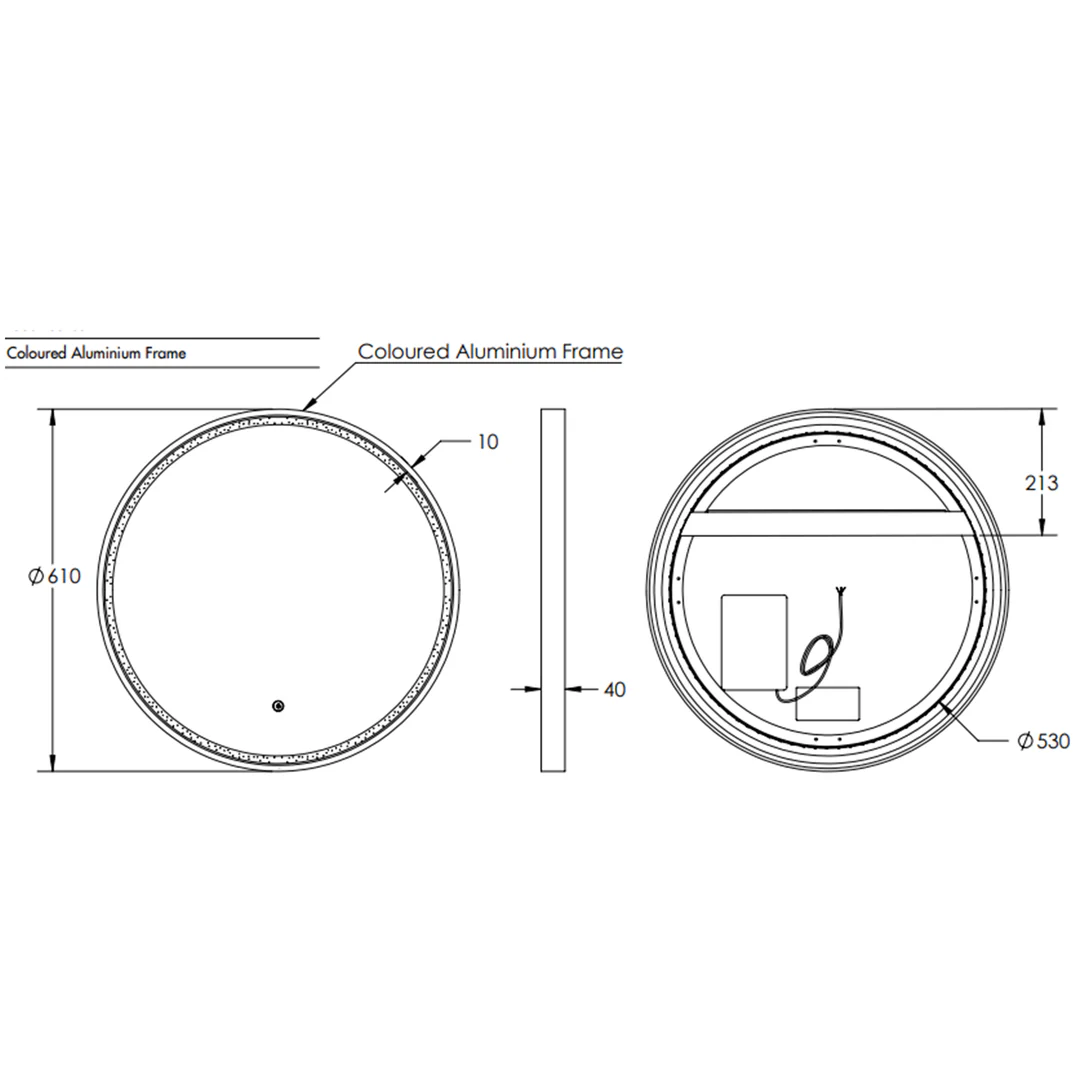 Remer Sphere 600 Matt Black Led Mirror 610W X 610H X 40D S60-Mb - Image 3