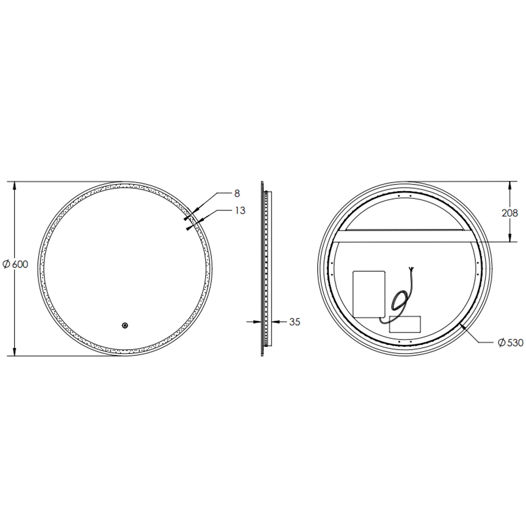 Remer Sphere LED Mirror - 600 x 600, Matt White - Image 3