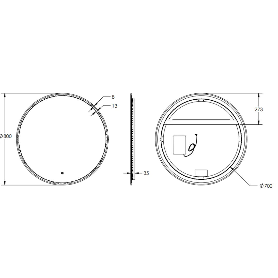 Remer Sphere 800 Gun Metal Led Mirror 810W X 810H X 40D S80-Gm - Image 3