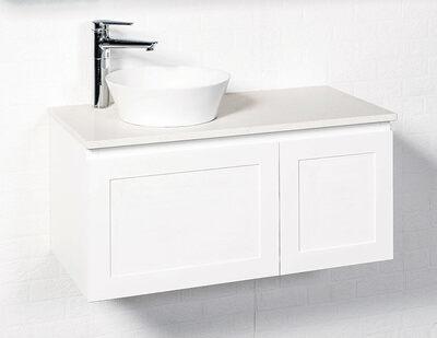 Rf Virtue 900 Wall Hung Vanity Stone Top & White Satin Cab Semi Ins Basin - Image 3