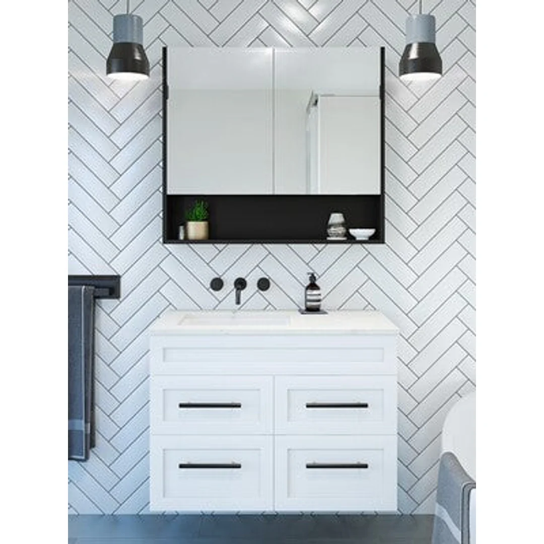Rifco Pacific 900 Double Door Mirrored Shaving Cabinet 800mm X 900mm - Image 2