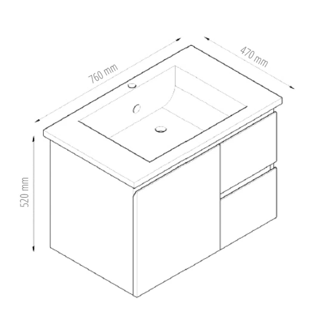 Rio 750 mm Wall Hung Basin(Best Bm P#:Bvw-750R Basin) - Image 3