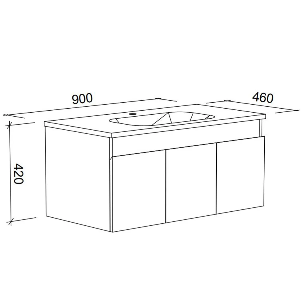 Rockford Vanity 900mm Haven Top  Wall Hung(Timberln P#:Rd90Hw) - Image 3