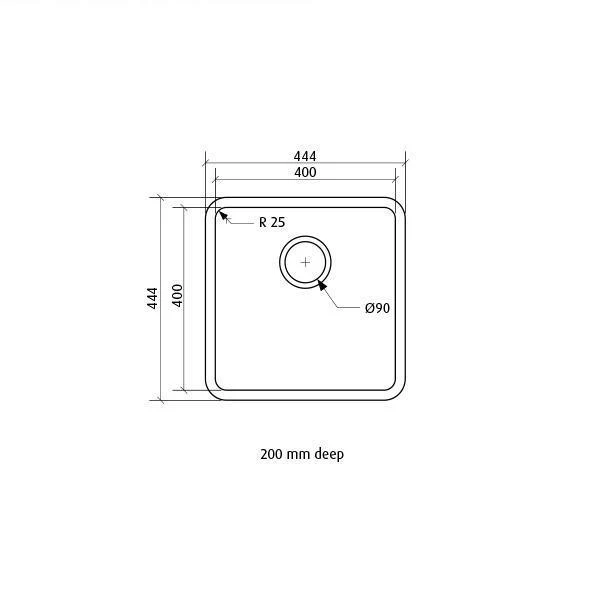 SEIMA KUBIC SINGLE BOWL SINK 400X400X200MM S/STEEL   UNDER MOUNT - Image 2