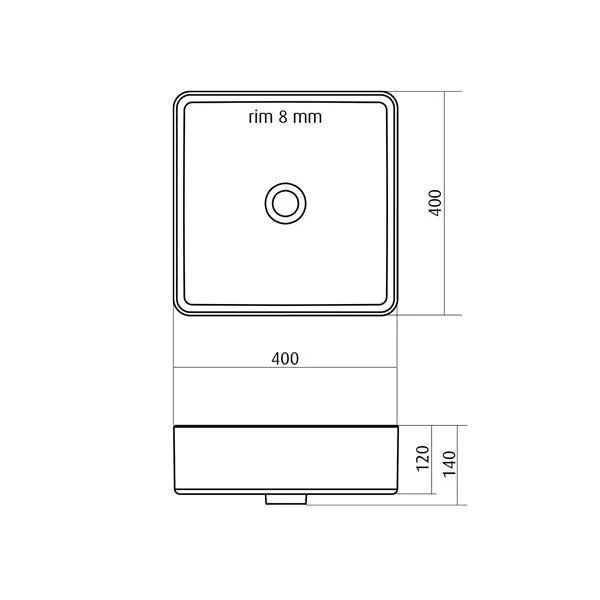 Seima Kyra Slim Line Above Counter Basin White 400 X 400 X 120 - Image 6