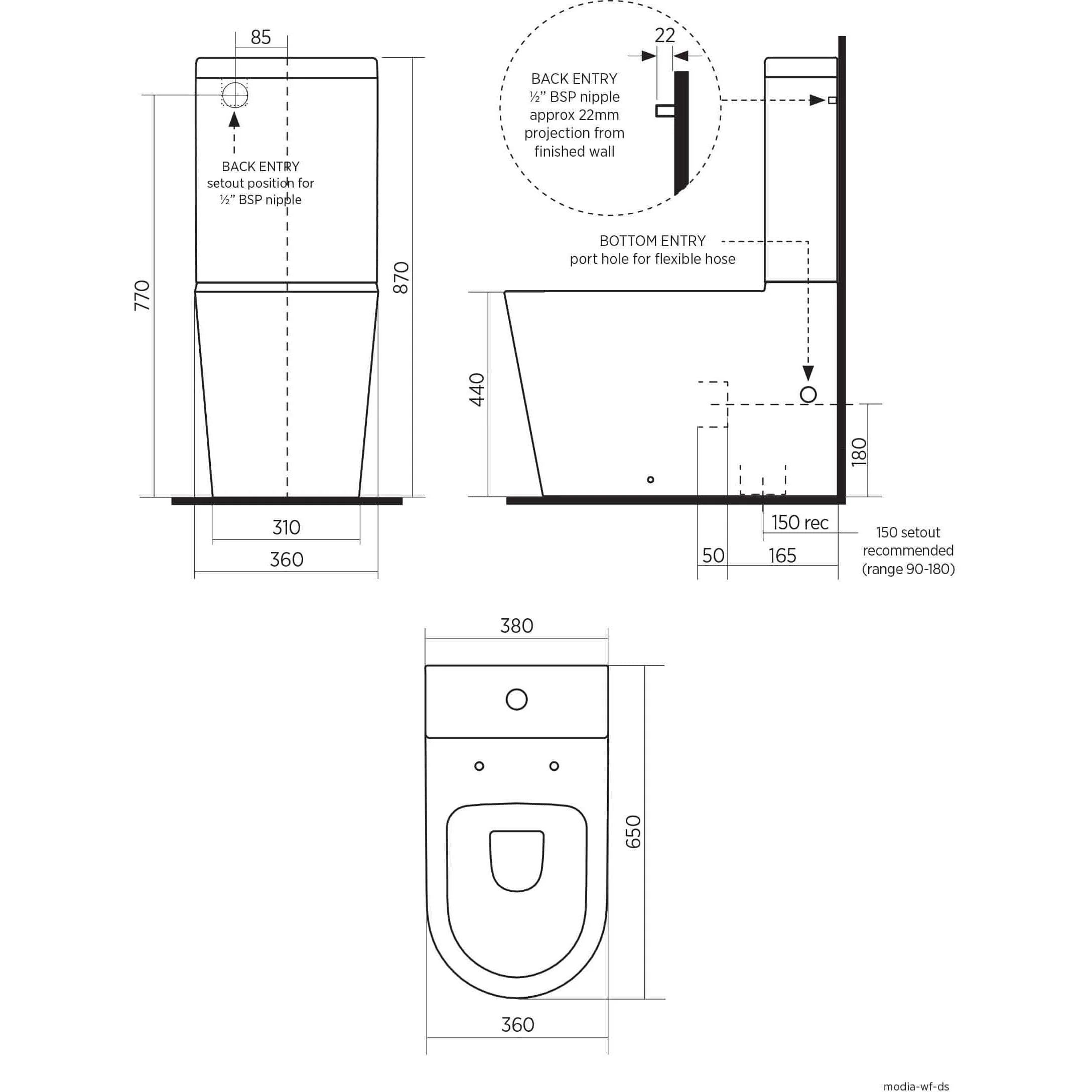 Seima Modia Wall Faced Toilet Suite - Image 11