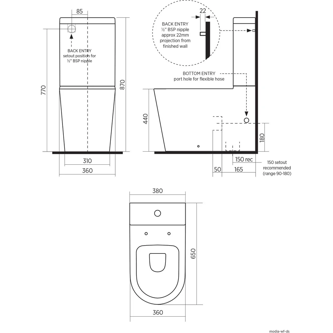 Seima Modia Wall Faced Toilet Suite - Image 5