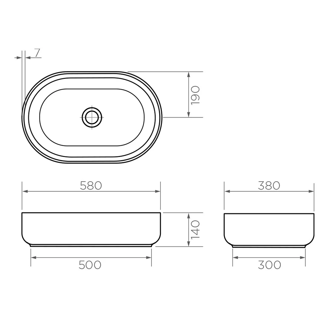 Streamline Arcisan Above Counter Basin 580 X 380 X 140Mm Matte White - Image 2