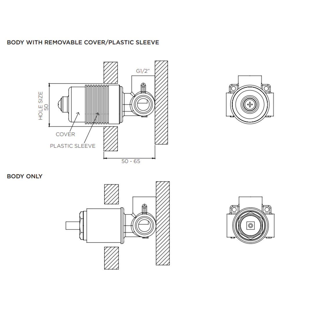 Streamline Arcisan Universal In Wall Body For Bath/Shower Mixer Lever Up Arb0130U - Image 3