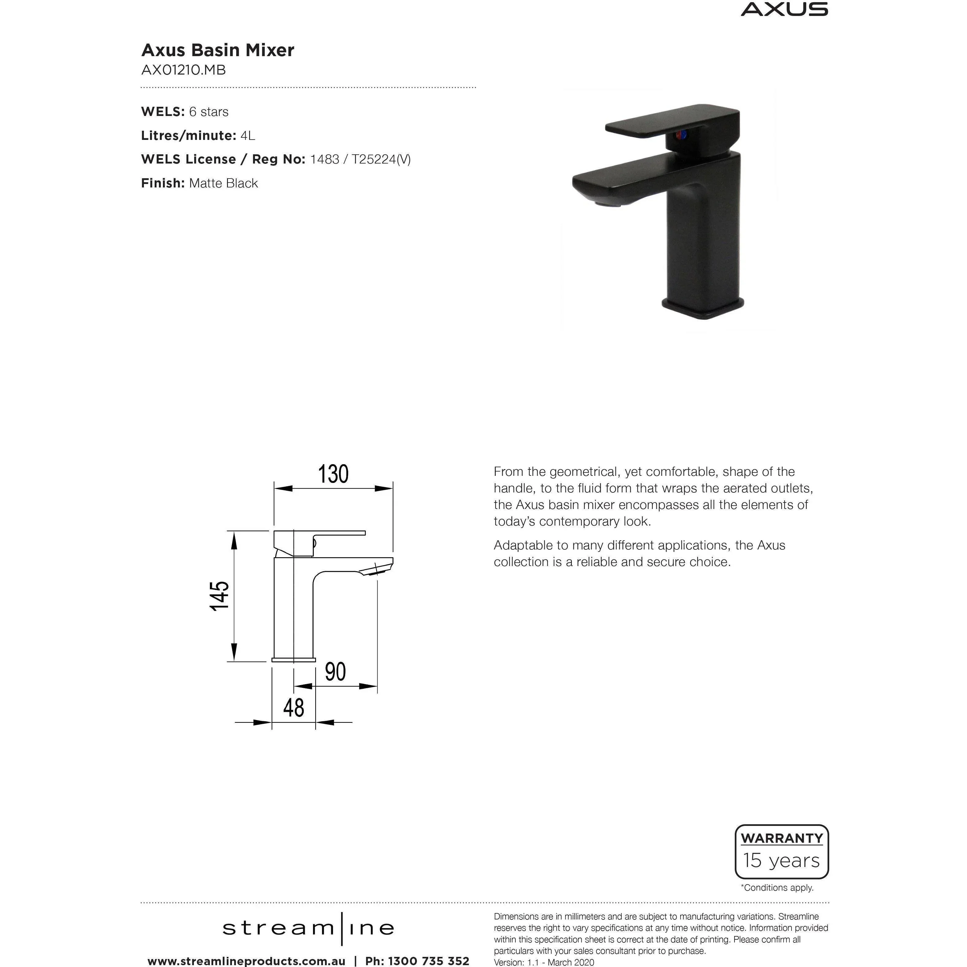 Arcisan Axus Basin Mixer Matte Black - Image 6