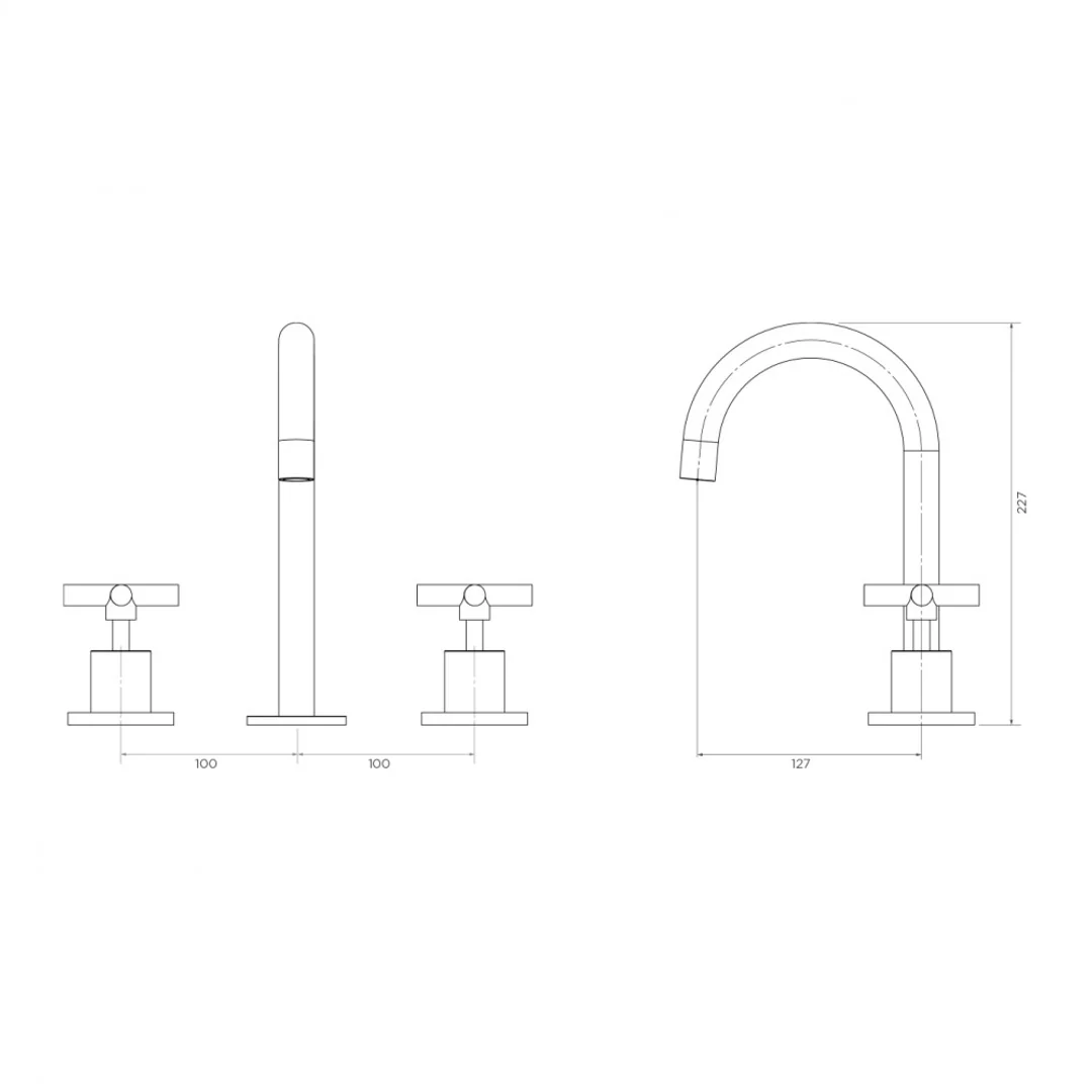 Streamline Axus Cross Wall Basin Set 220Mm Spout Brushed Brass Pvd - Image 2