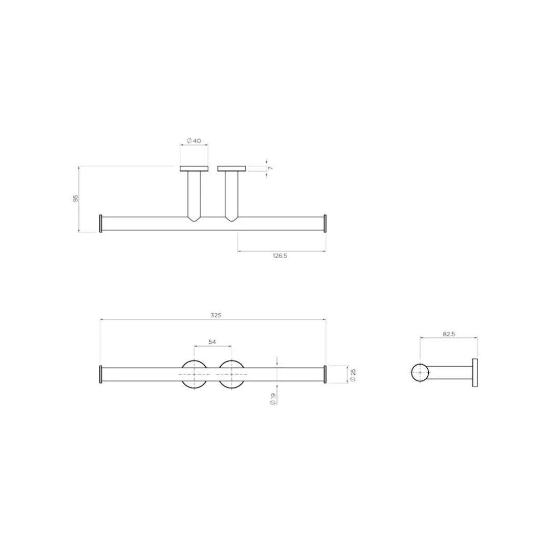 Streamline Axus Double Toilet Roll Holder With Two Wall Fixing Points Brushed Nickel PVD - Image 3