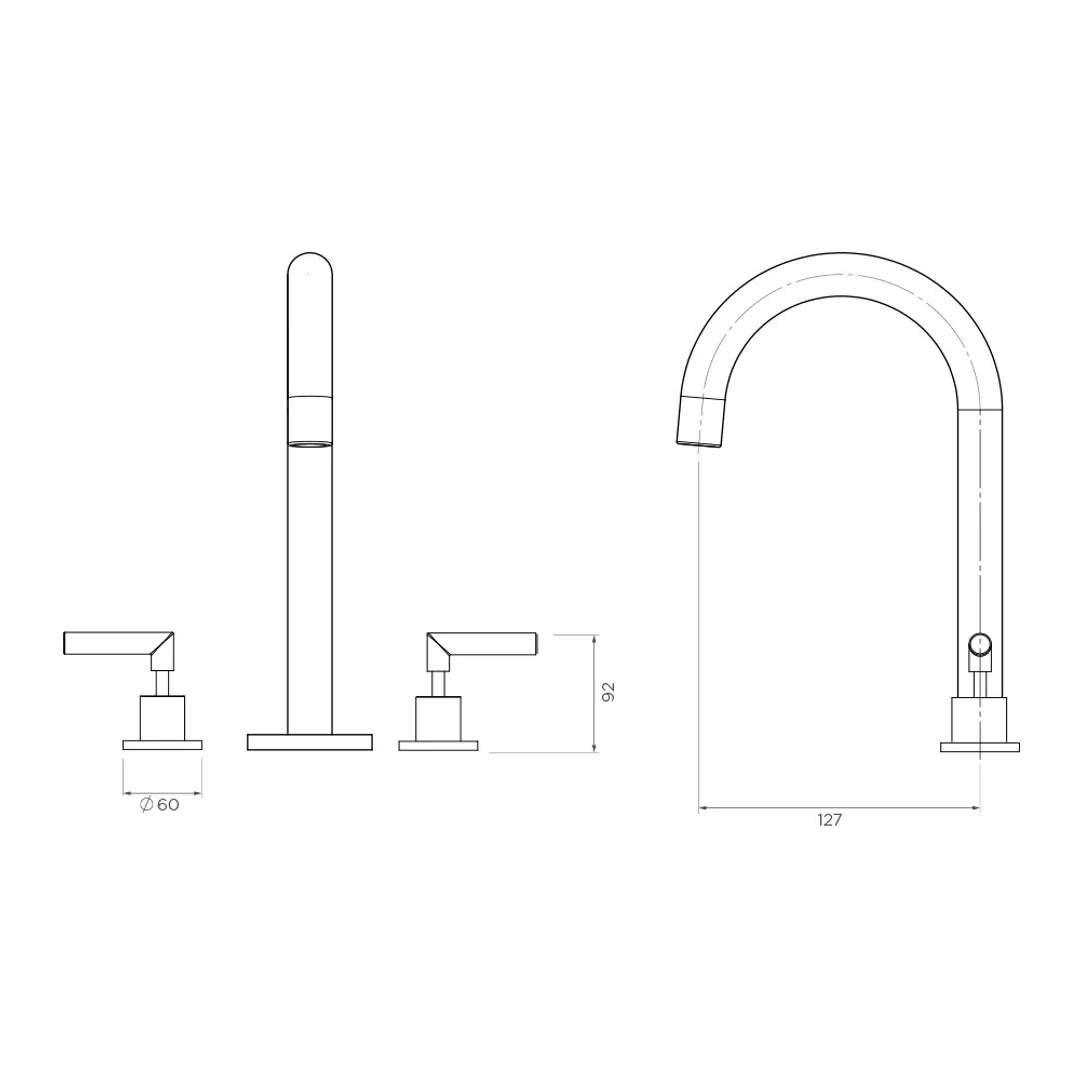 Streamline Axus Lever 227(H) X 127Mm (Proj) Arch Spout Basin Set Brushed Brass Pvd - Image 2