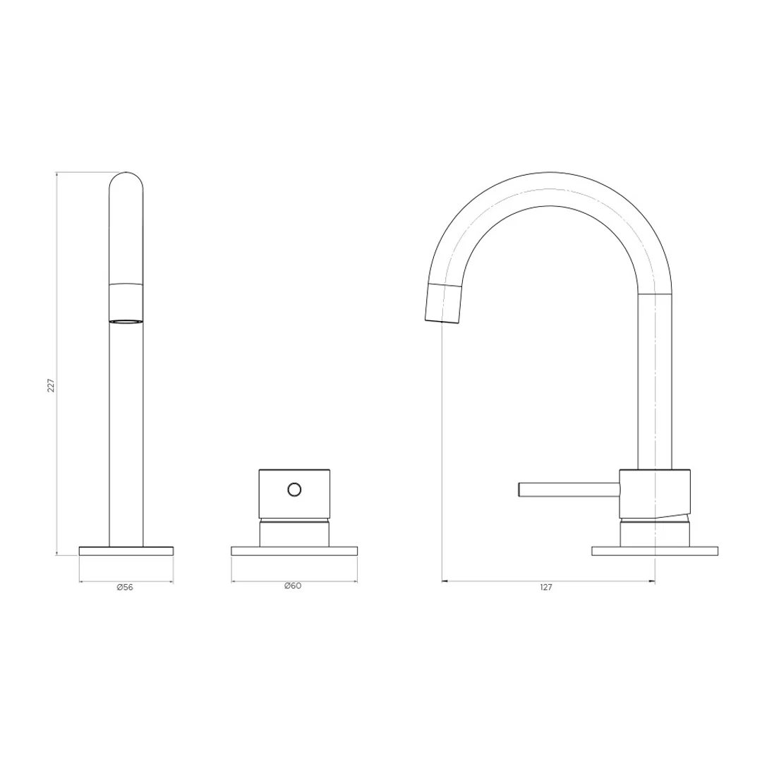 Streamline Axus Pin Lever 2 Hole Basin Mixer Matte Black - Image 4