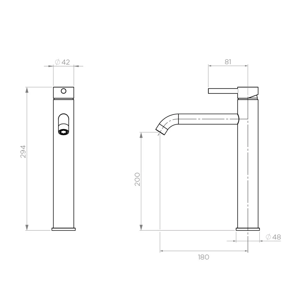 Streamline Axus Pin Lever Extended Height Basin Mixer Brushed Brass Pvd - Image 3