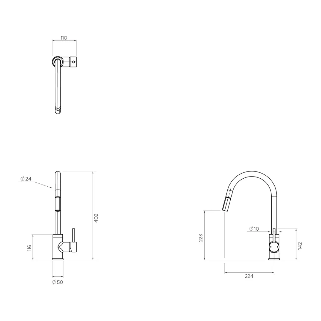 Streamline Axus Pin Lever Gooseneck Sink Mixer Brushed Nickel - Image 3