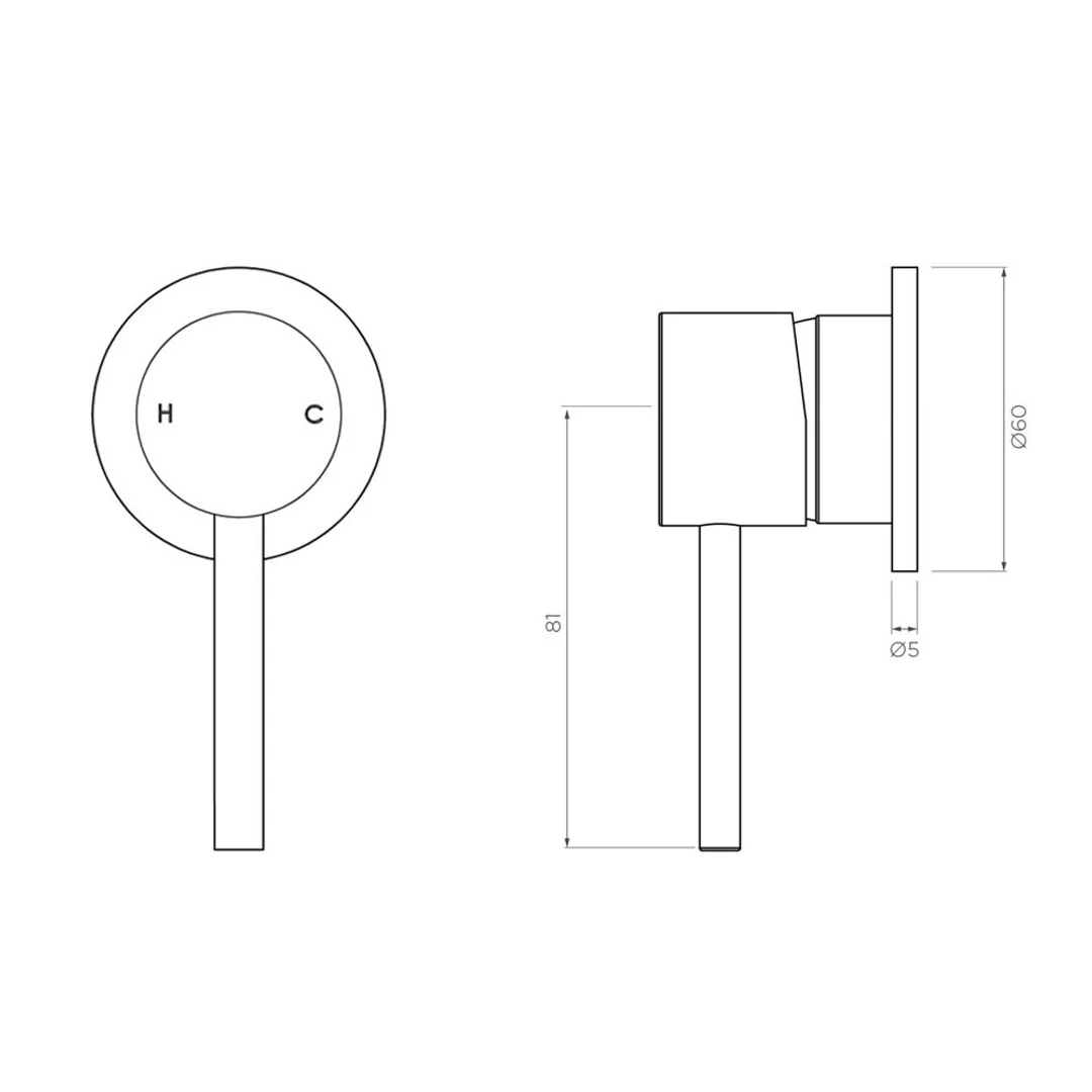 Streamline Axus Pin Shower Or Bath Mixer 60Mm Cover Plate Brushed Brass*External - Image 2