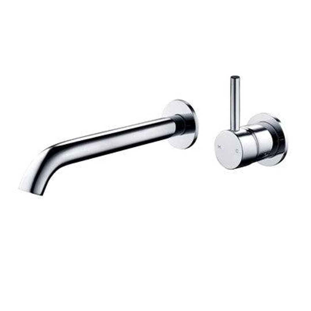 Streamline Axus Pin Wall Mount Basin/Bath Mixer 2 Plate 220 Spout Lever Up Brush Brs *External Only* - Image 2