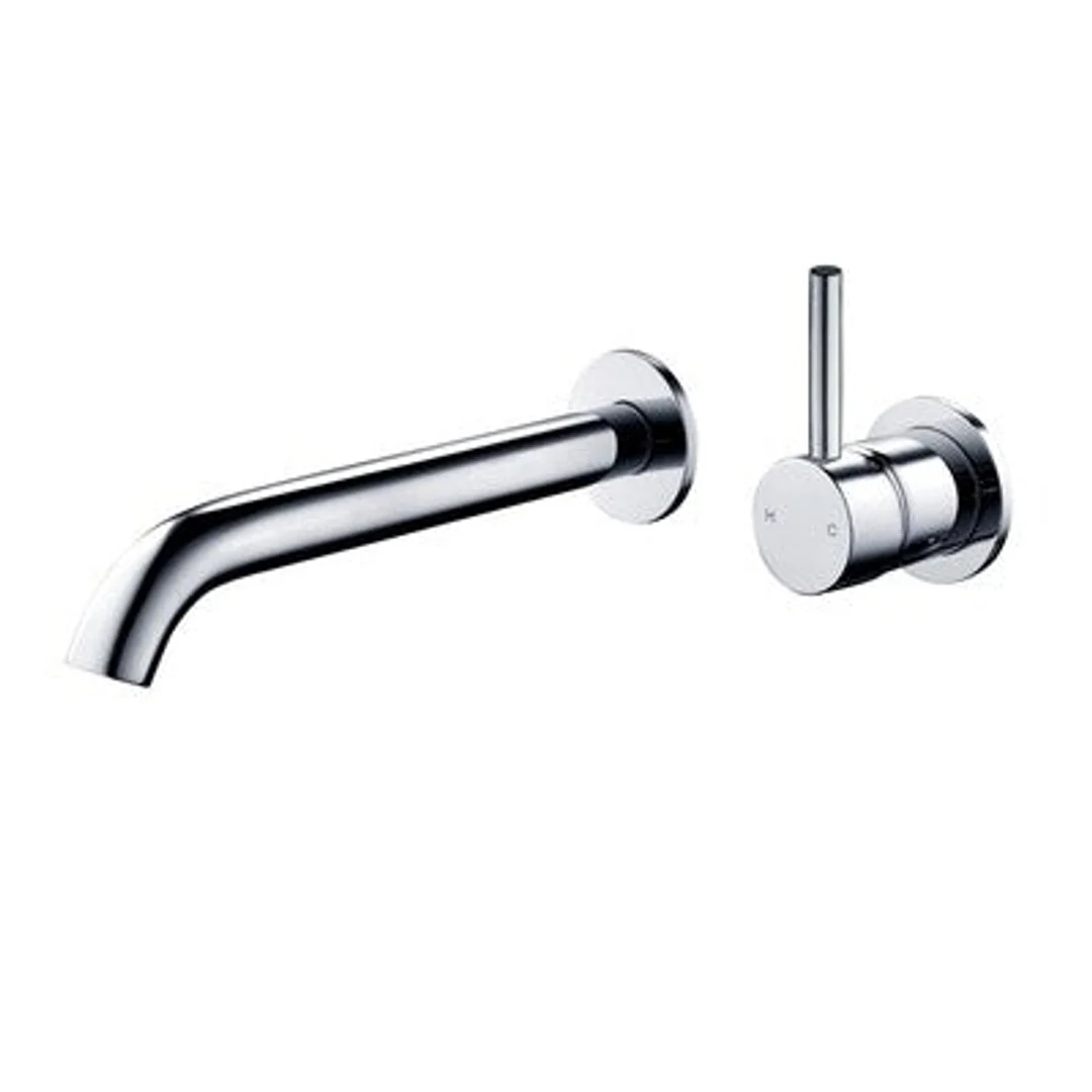 Streamline Axus Pin Wall Mount Basin/Bath Mixer 2 Plate 220 Spout Lever Up M/Blk *External Only* - Image 2